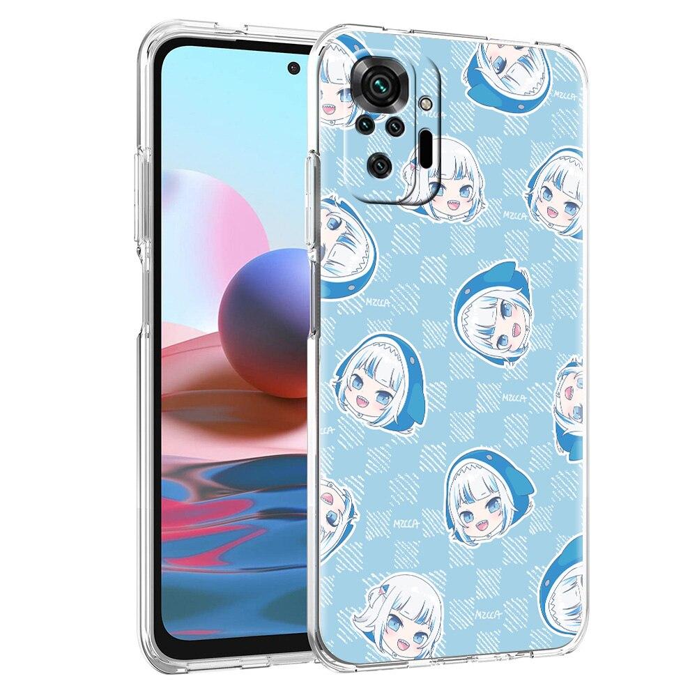 

Чехол для телефона для Xiaomi Poco X3 NFC M3 F3 Redmi Note 9S 9 8 10 Pro 7 8T 9C 9A 8A K40 прозрачный чехол аниме Gawr Gura Hololive акула Poco M3
