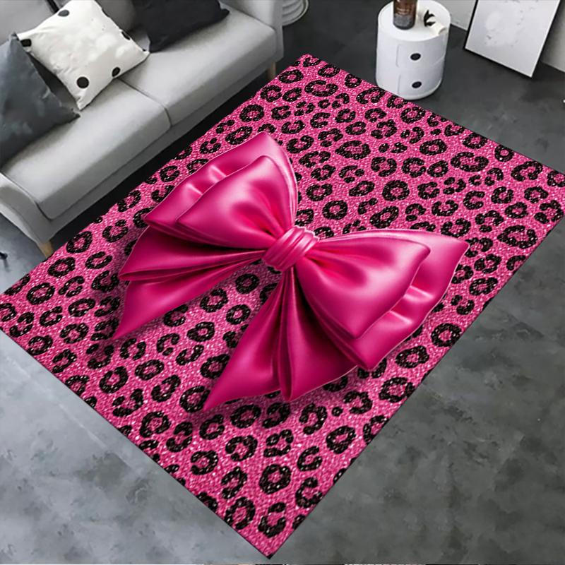 

2025 New Pink&Black Bow Carpet Rug for Living Room Bedroom Home Sofa Decoration,Kids play Non-slip Floor Mat28 40x60cm( 15x23in )
