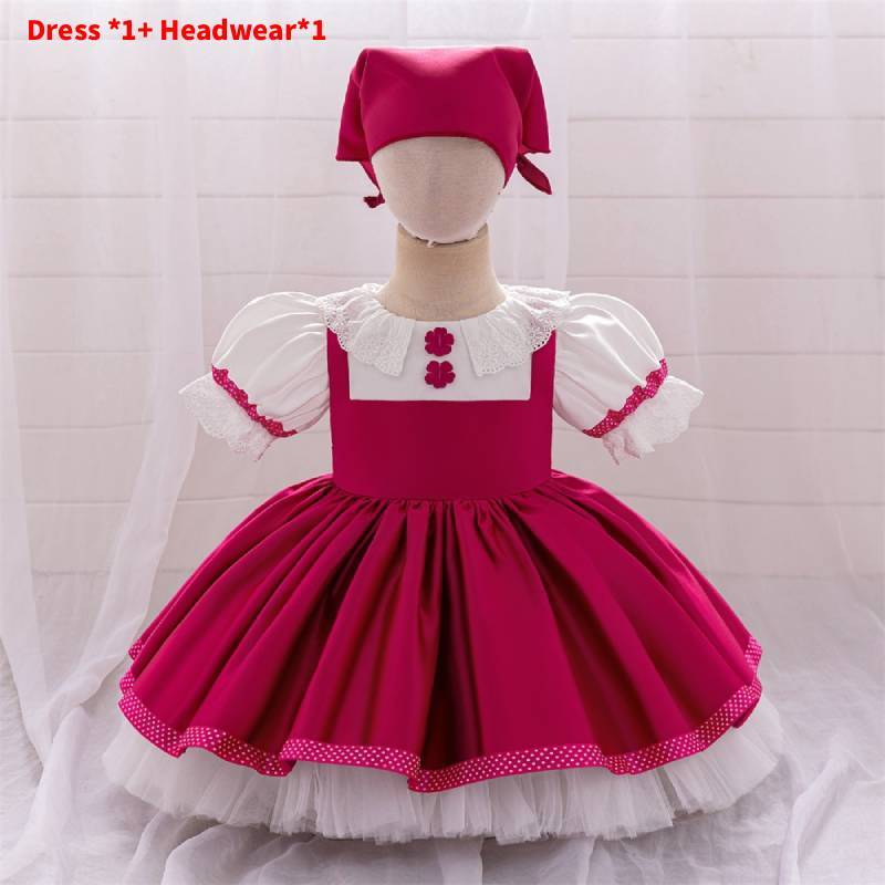 Masha und der Bär Kinderkostüm Kleid mit Verzierungen und weichem Baumwollmischgewebe 80cm hellrosa
