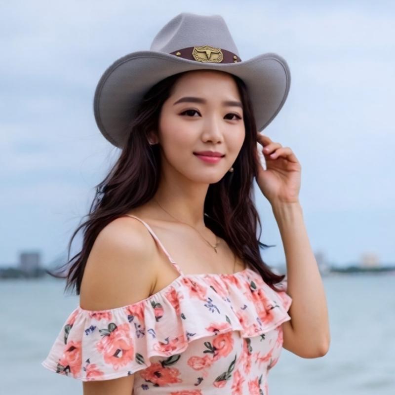 Ethnic Vintage Cowboy Hats Wide Brims Sun Protections Breathable Polyester Summer Outdoor Hat For Music Festivals