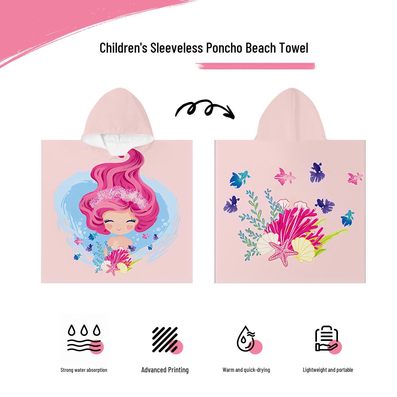 

Children s Quick-Dry Wearable Bath Towel Cloak for Swimming 60*60