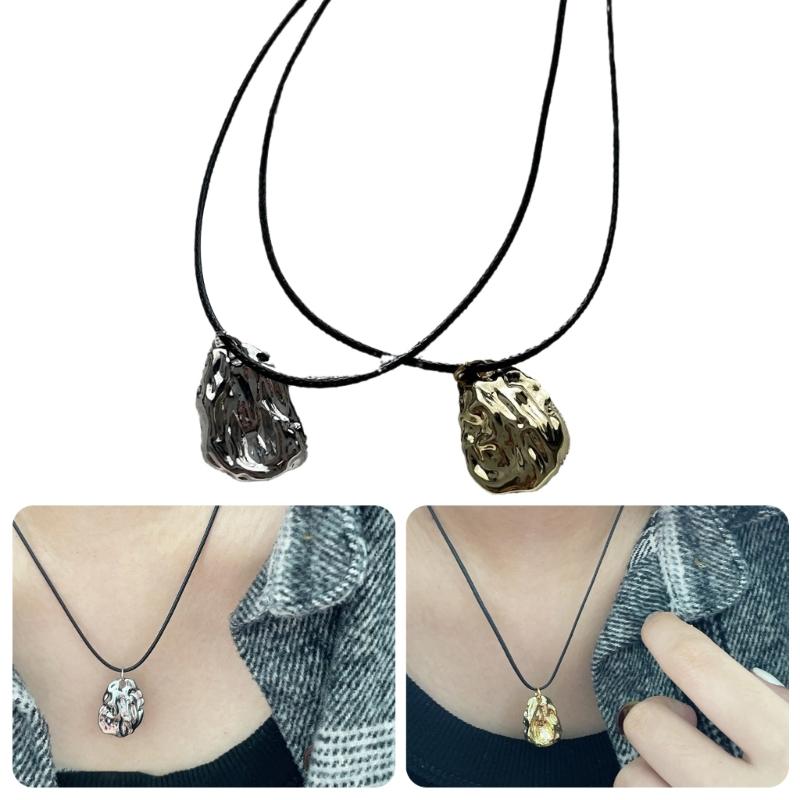 European American Irregular Geometry Pendant All-matched Clavicle Chain Novel Wax Line Cold Wind Necklace for Girls