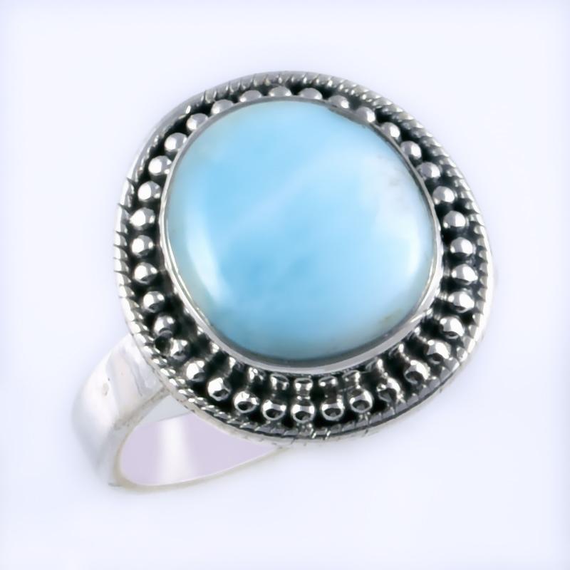 Natural Republic Larimar Gemstone Handmade 925 Sterling Silver Ring S.6" V3E53