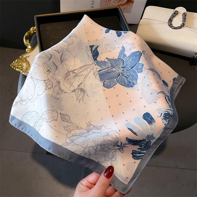 Women's 70cm Leopard Print Silk Scarf - Versatile Square Scarf for Professional and Casual Wear
