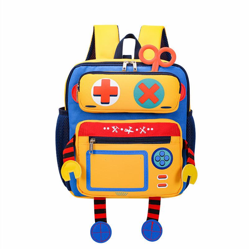 Adorable Cartoon Robot Backpack For Kids Durable Nylon School Bag Cute Design