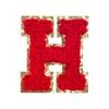 Red A-Z Chenille Embroidery Letter Patches, 5cm Self-Adhesive for DIY Clothing.