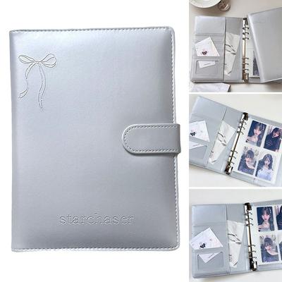 6,56 Zoll Fotoalbum aus Leder mit Schleife, einfache Fotoaufbewahrung, Sammelbuch, kreatives Namenskartenbuch