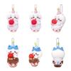 Cute Self-mocking Bear Birthday Party Cake Plush Toy Hanging Pendant Cartoon Doll Bag Decoration Gift Blue/pink