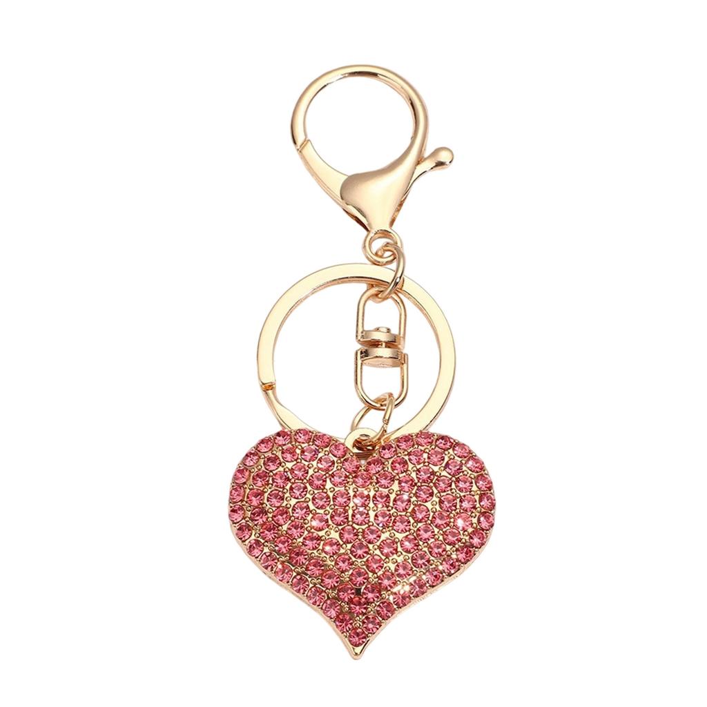 Sparkling Heart Keychain With Full Rhinestone Elegant Design Alloy Keyring Pendant For Gifts And Daily Use