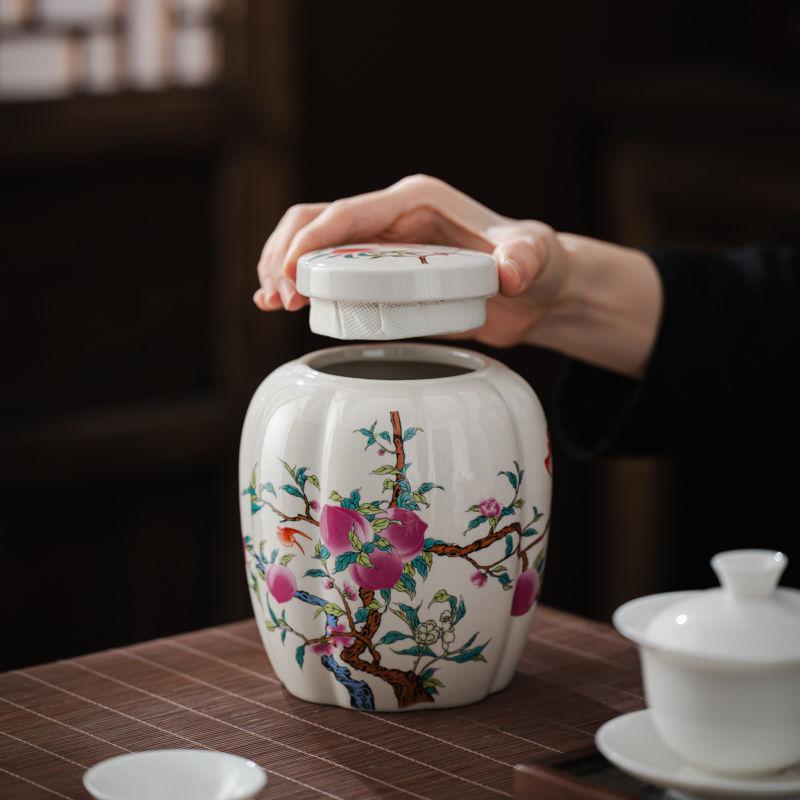 Creative Ink Landscape Pattern Ceramic Tea Caddy with Lid Sealed Moisture-proof Storage Jar Countertop Crafts Decoration Jar