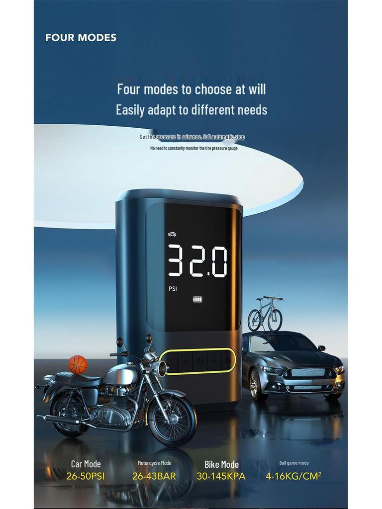 Compact Wireless Electric Bike & Car Tire Inflator