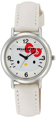 CITIZEN Hello Kitty Analógové hodinky s koženým bielym remienkom Q&Q pre ženy, (HK15-131)