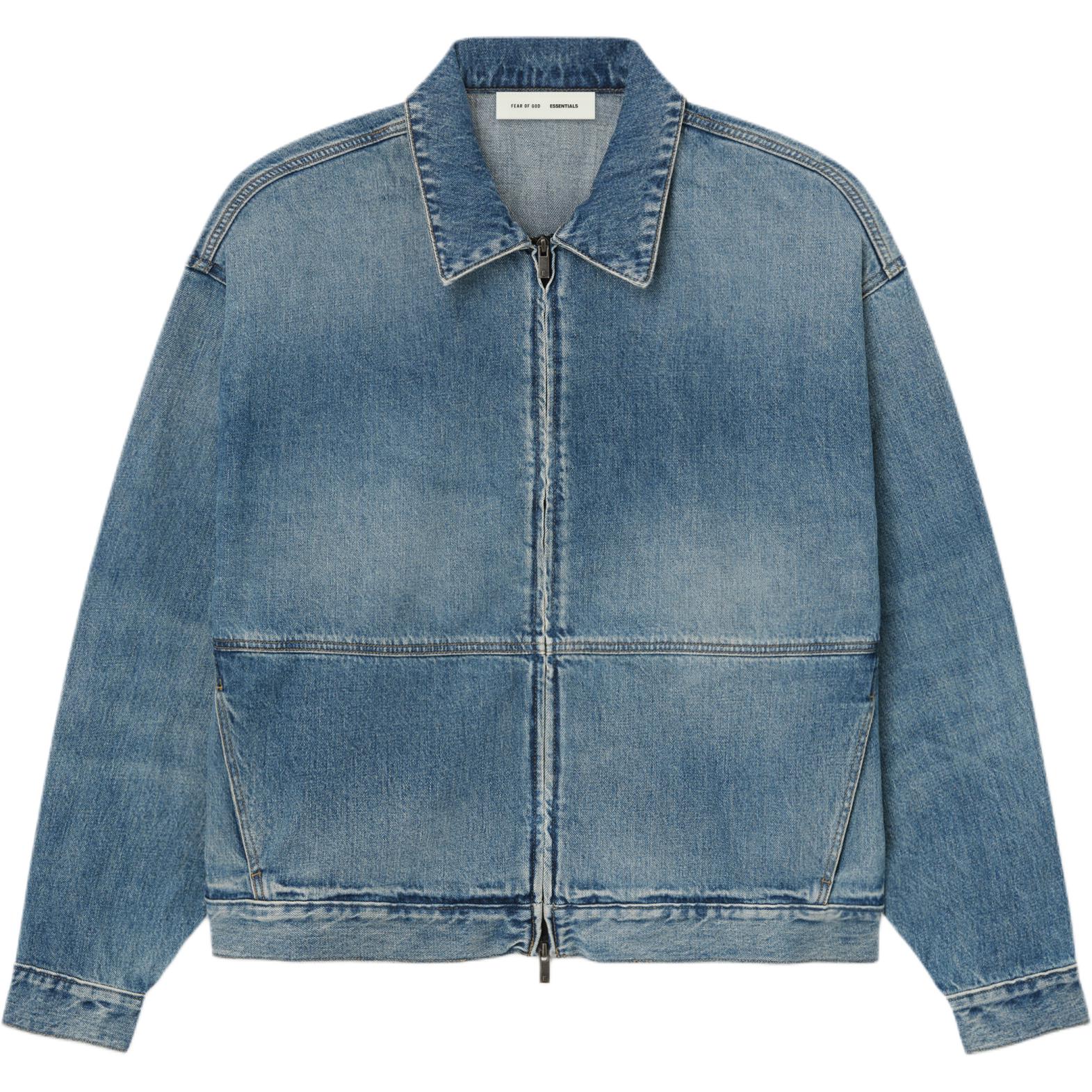 Fear of God Essentials Denim Trucker Jacket Classic Blue Men Outerwear 202SP254270F M