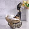 African Woman Fruit Plate Resin Storage Ornament – Decorative Desk Tray for Home & Office