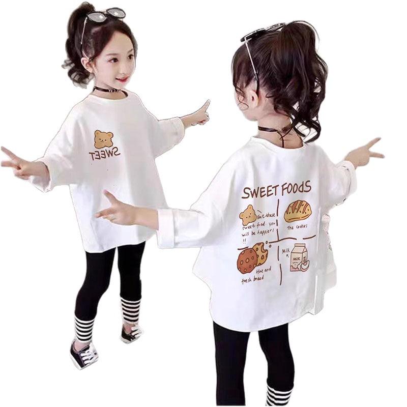 Girls' Long-Sleeve Cotton T-Shirt - New Korean Style, Versatile Round Neck, Casual Printed Top for Spring/Autumn 2025