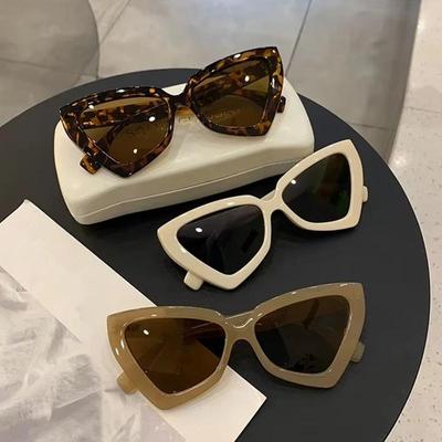 Niedliche Sexy Vintage Cat-Eye Sonnenbrille Frau Klein Schwarz Weiß Dreieck Retro Damen Sonnenbrille Leopard Damenbrille