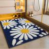 Flower Super Soft Microfiber Bath Mat Super Absorbent Anti-Skid Door Mats for Home/Bathroom/Bedroom/Kitchen/Floor Mat (Dark Blue) Pack of 1