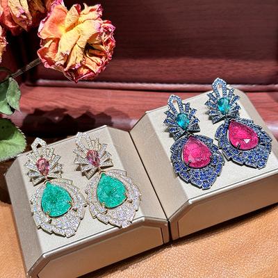 Women's Light Luxury Design Elegant Inlaid Zircon Water Droplet Long Earrings Fashionable And Versatile Niche Design Earrings