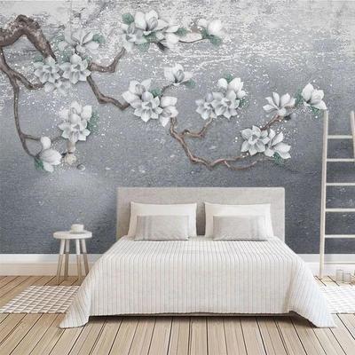 3D-Fototapete, handgemalt, Magnolien-Blumen-Foto, Wandmalereien, Wohnzimmer, Schlafzimmer, Sofa, Hintergrund, Wandmalereien, Wohnkultur