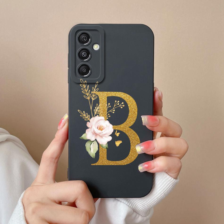 Simple Case For Samsung A15 4G 5G Rose Letter Mask Soft Liquid Silicone Camera Protector For Samsung Galaxy A15 A 15 Back Cover