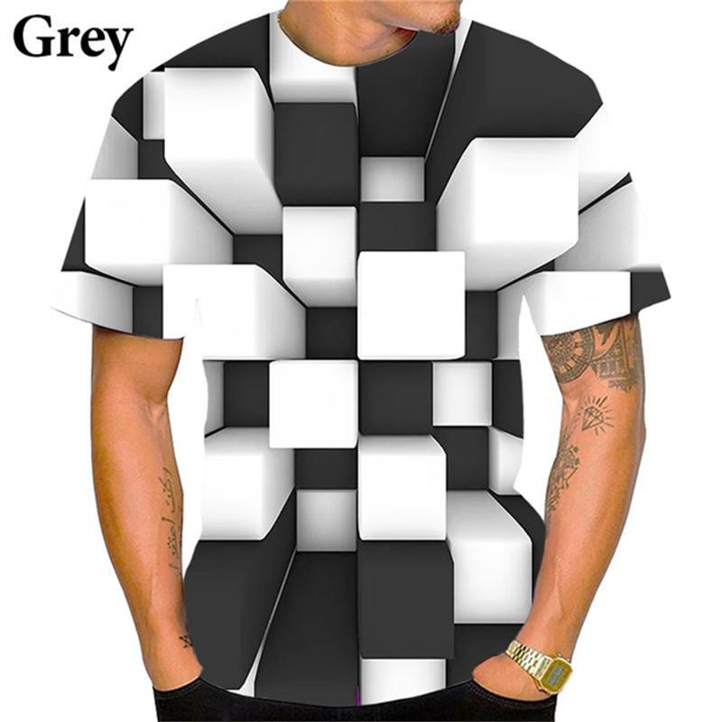 

Классические футболки с 3D-принтом «Головокружение», летний повседневный топ с круглым вырезом, забавные мужские футболки оверсайз с коротким рукавом XS