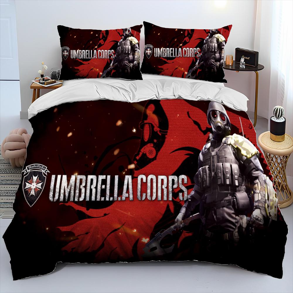 3D R-Resident Evil Games Gamer Comforter Bedding Set,Duvet Cover Bed Set Quilt Cover Pillowcase,king Queen Size Bedding Set Kid