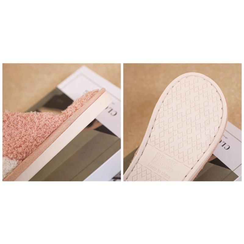Winter Cute Cat Paw Designer House Women Fur Slippers Floor Mute Bedroom Lovers Warm Plush Shoes Indoor Fluffy Slides