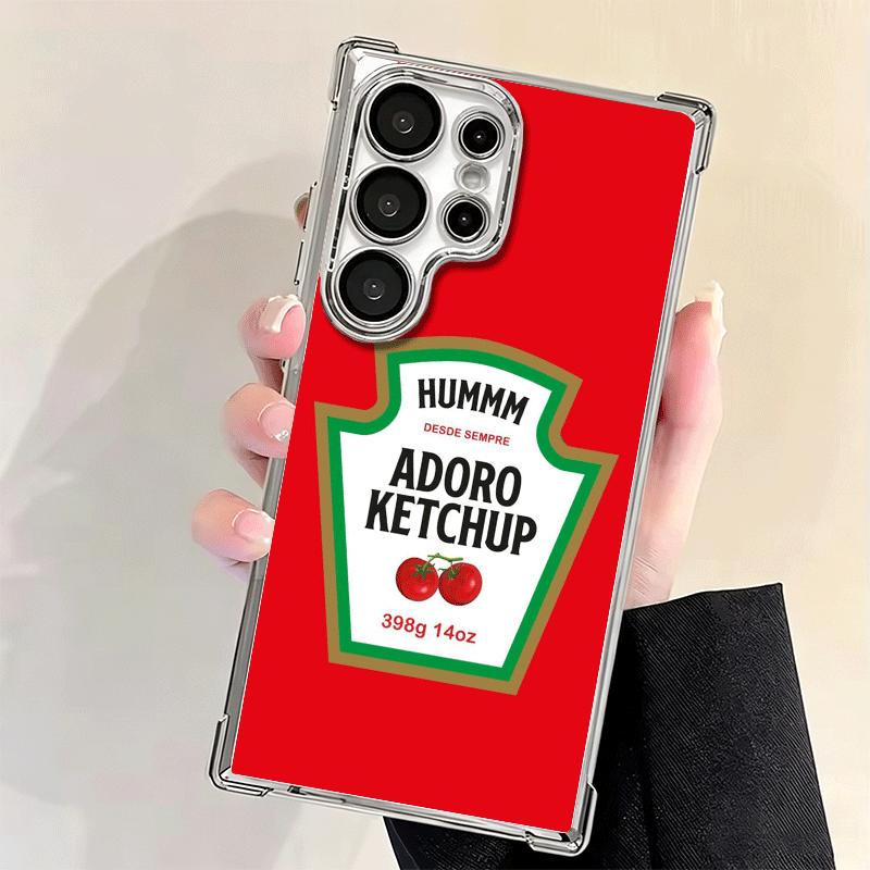 Lamb Heinz Tomato Ketchup Soft Phone Case For Samsung Galaxy S26 Ultra S25 Edge S24 FE S23 Plus S22 S21 + S20 Plating Anti-Fall