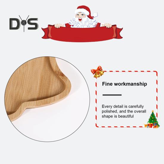 Christmas Snack Tray Bamboo Serving Plate Decorative Platter Nuts Display Desktop Food Tray Modern Home Fruit Bowl Christmas Tree Shape Party Snacks