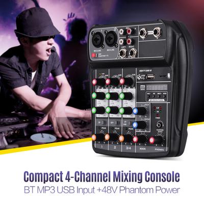 AI-4 Kompakt Miks Konsolu Dijital Ses Mikseri 4 Kanallı BT MP3 USB Girişi +48V Phantom Power