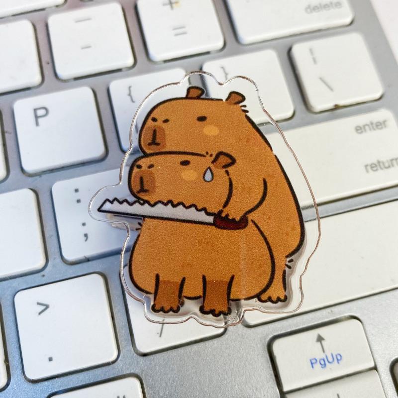 1PCS Cartoon Cute Capybara Double Sided PP Clip for Learning, Office, Desktop Notes, Test Papers, Acrylic Clip
