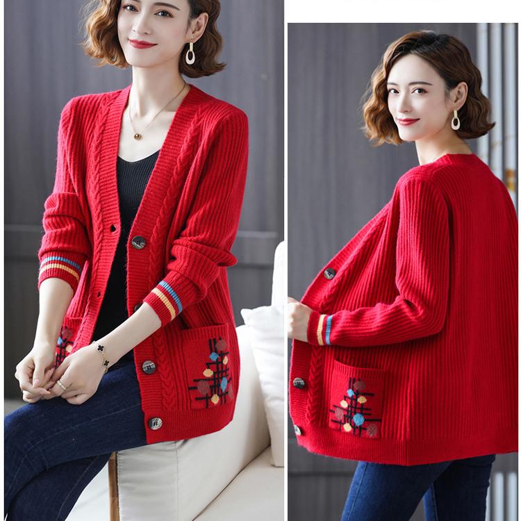 Autumn Winter Women's Knitted Cardigan Sweater Thickened Plus Size Cardigan Jacket V-neck Twist Loose Knitted Short Jacket