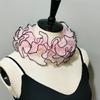 Women Organza Layering Ruffled False Collar Ribbon Tie Detachable Chokers Shawl