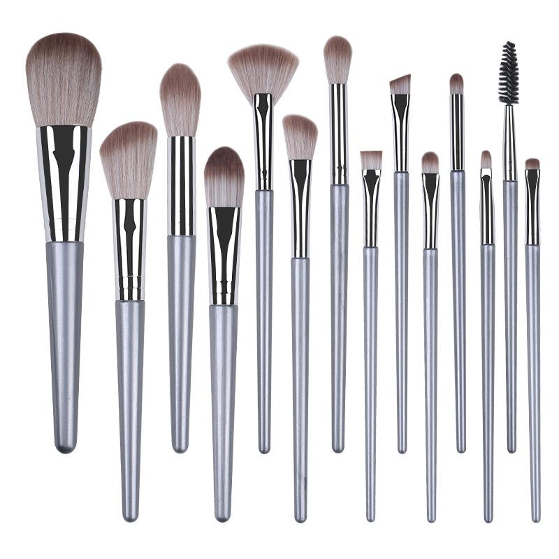 

14pcs Silver Soft Makeup Brush Set Women Professional Contour Eyeshadow Brushes Powder Foundation Cosmetic Tools With Brush Bag