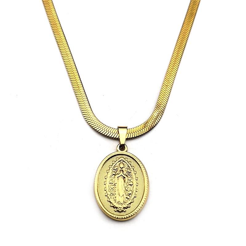 Katholisch Die Heilige Mutter Maria Anhänger Halskette Für Frauen Männer Edelstahl Goldfarbe Unsere Liebe Frau Kette Schmuck Collier