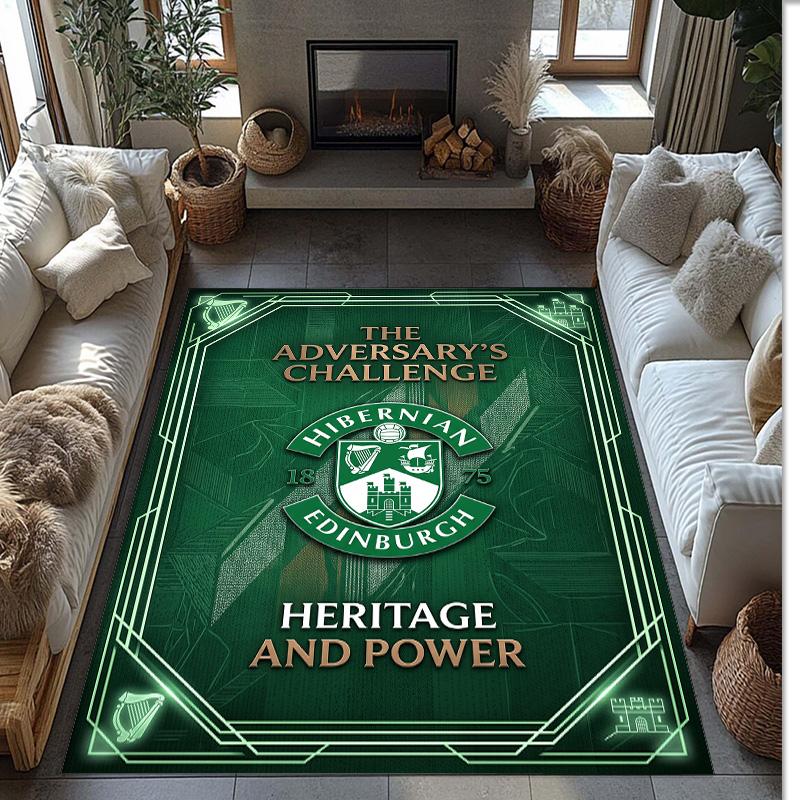 Hibernian FC Fußballmuster Weicher Teppich Rutschfeste Indoor-Bodenmatte Sportdekorationsmatte für Schlafzimmer