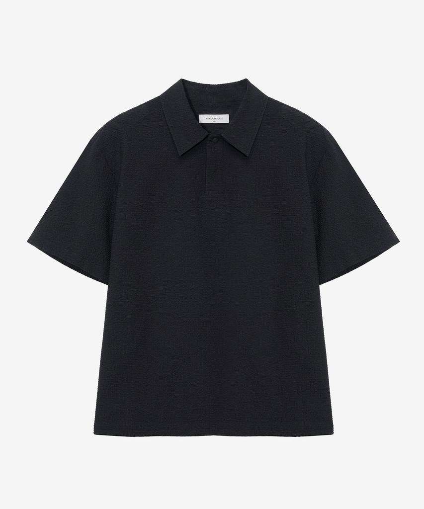 MINDBRIDGE [All Day Cool] Two-Tone Seersker Pullover Semi-Overfit Short Sleeve Shirt - 2 Colors