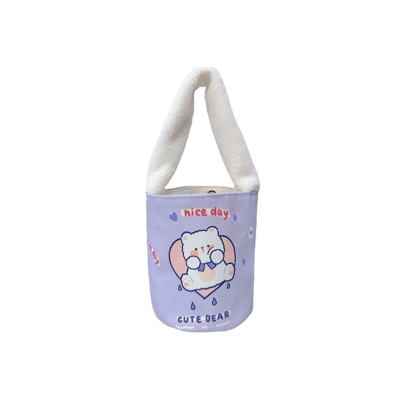Herbst und Winter Plüschhandtasche Cartoon Eimertasche Studentenarbeit kleine Tasche Canvas Bento-Tasche niedlich lustig