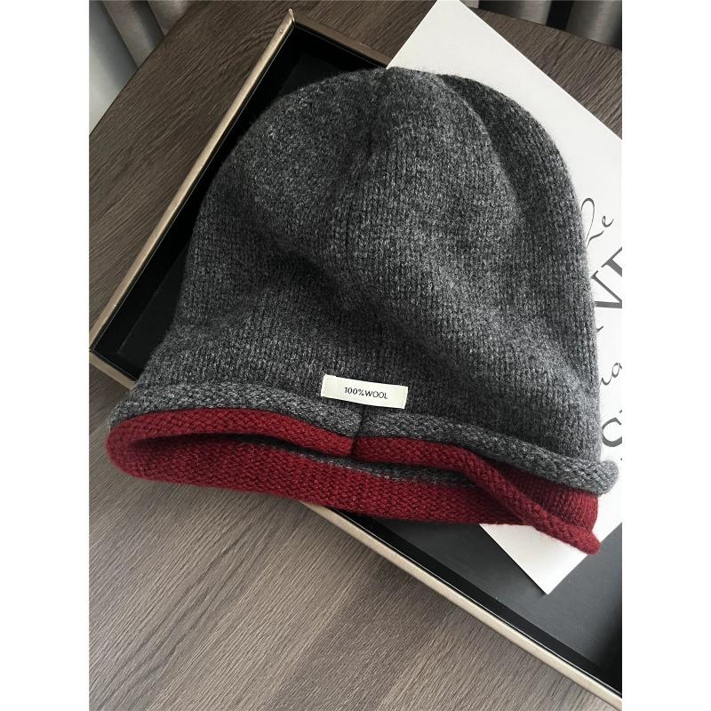 

Loose Pure Wool Pile Hat with A Cool Double Sided Look High Elasticity Knitted Cold Hat for Men and Women in Winter One size