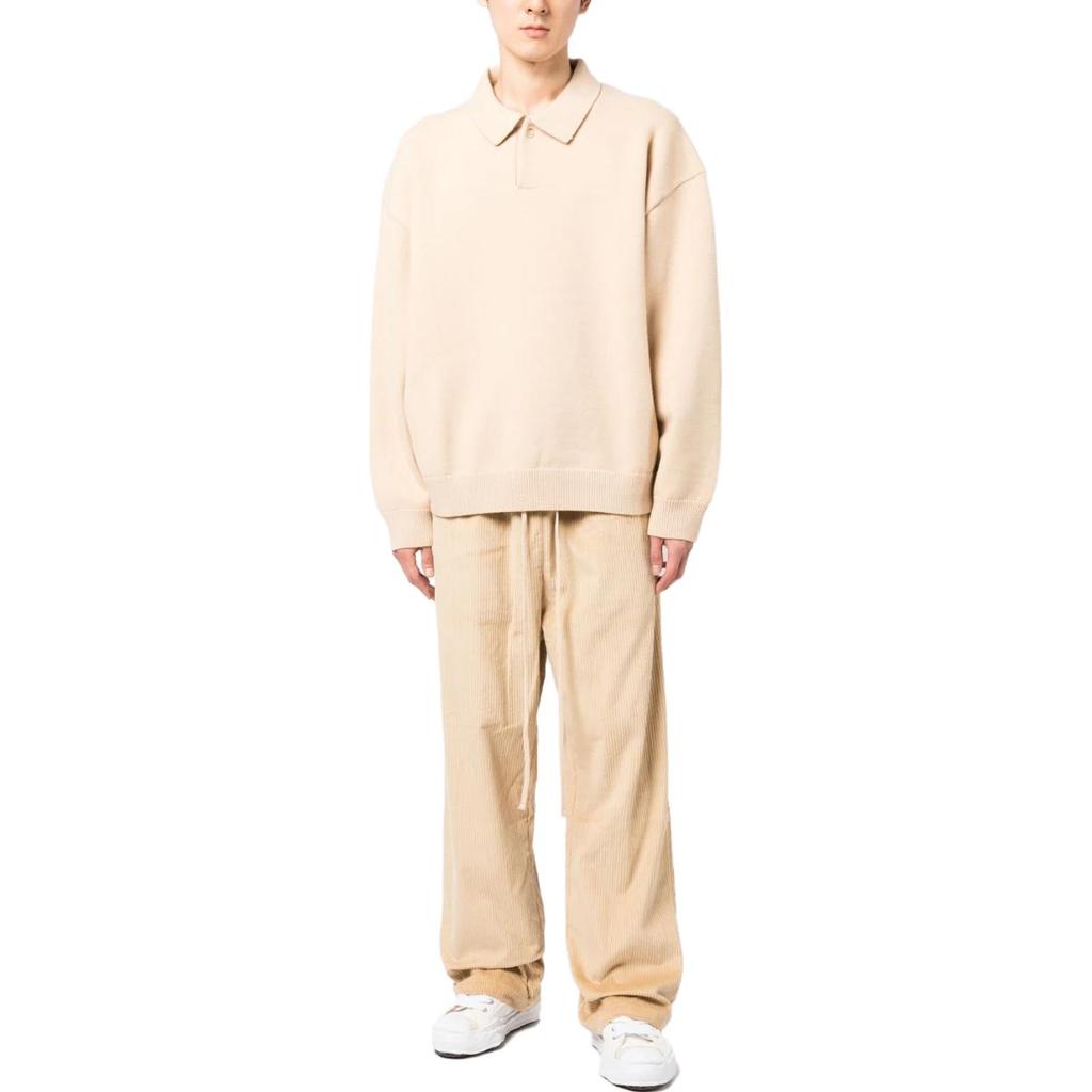 Fear of God Essentials Knit Long-Sleeve Polo Sand Men Tops Tan 192BT222184F