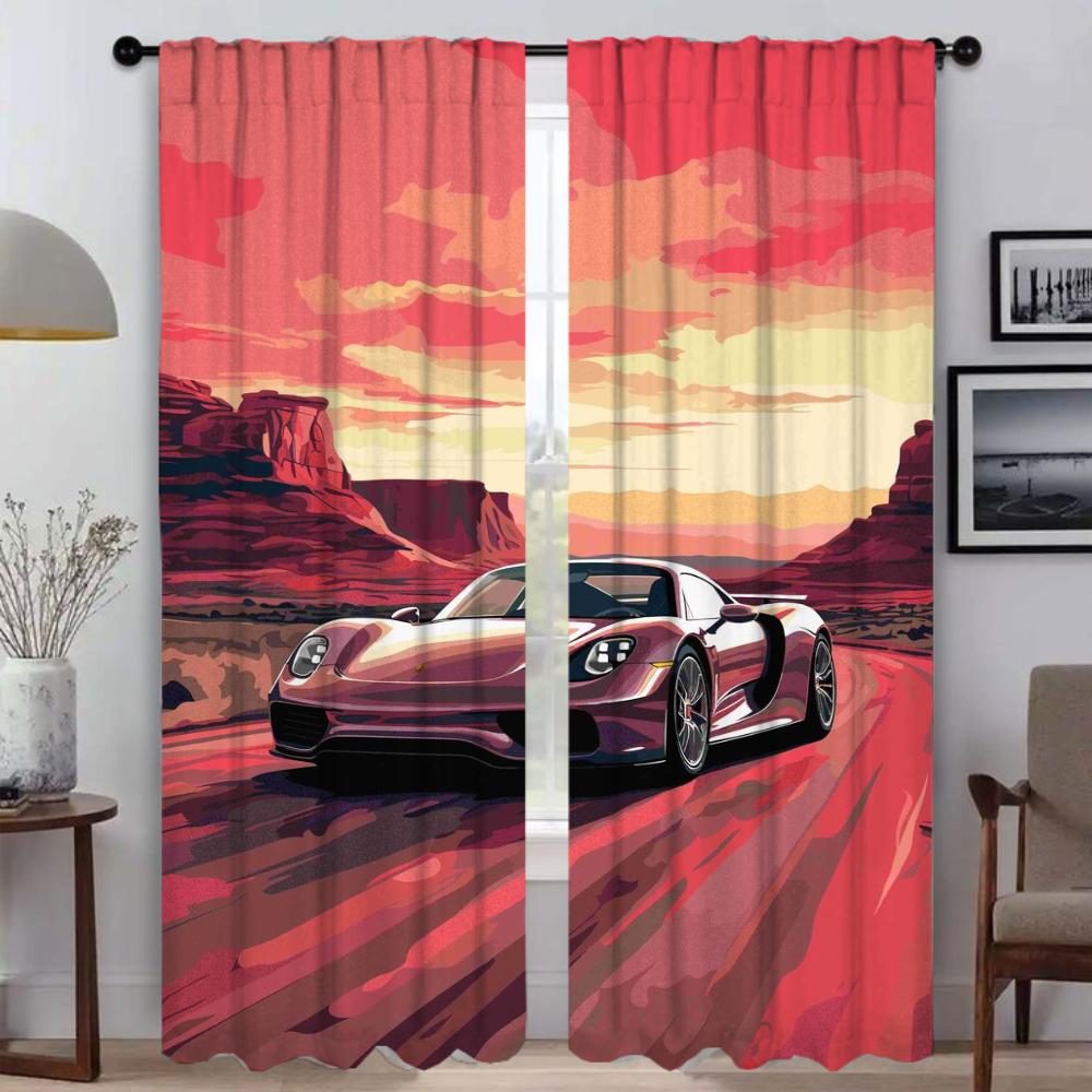 Car In the Sun Anti-mosquito Curtains for Camera Curtains Child Room Shades Partition Tulle for Bedroom Halloween Decoration