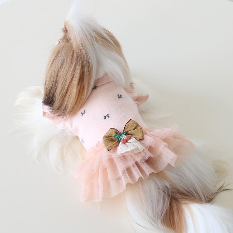 Winter Jacquard Flared Sleeve Fleece Dress Dogs Cats Pet Clothes