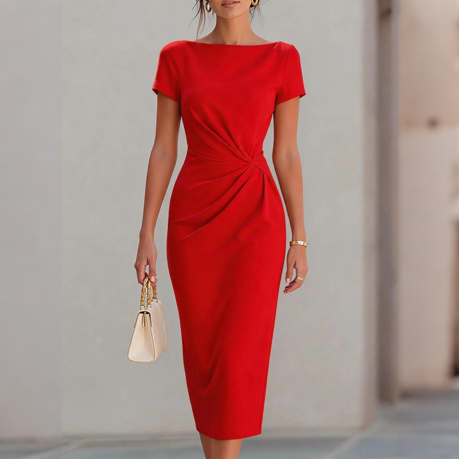 Sieviešu viduklī krokotas kleitas Eleganta midi