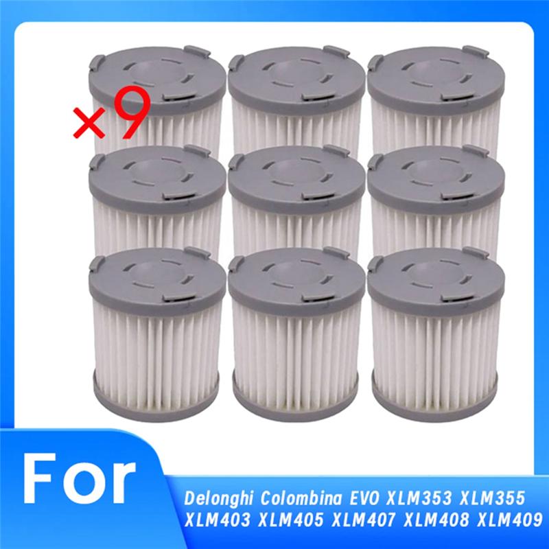 Gut-9 Stück Hepa-Filter für Delonghi Colombina EVO XLM353 XLM355 XLM403 XLM405 XLM407 XLM408 XLM409 Ersatz-Kits