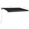VidaXL Manual Retractable Awning with LED 450x300 Cm Anthracite 3069764