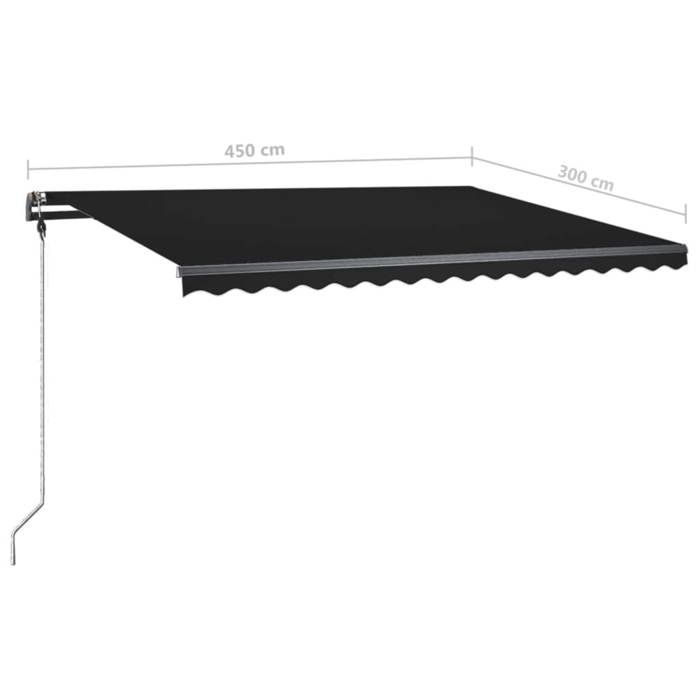 VidaXL Manual Retractable Awning with LED 450x300 Cm Anthracite 3069764