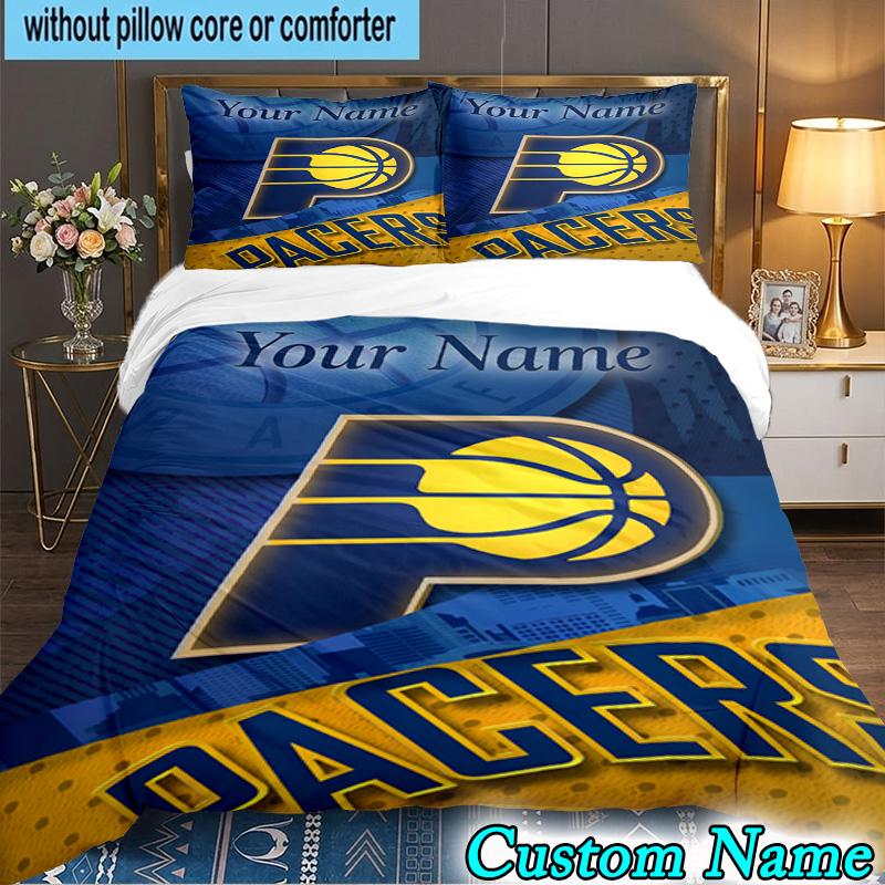 Custom Name 3PCS basketball Pacers Neon Art Bedding Set,Including Duvet Cover And 2pcs Pillowcases Perfect for Bedroom,Dormitory,Fan Christmas gift