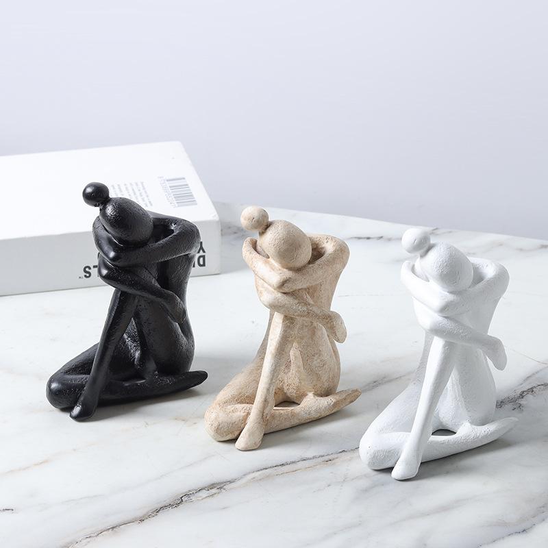 Nordische Wabi Sabi Harz Buchstütze Skulptur Kniende Figur Heimdeko Modern Minimalistisch