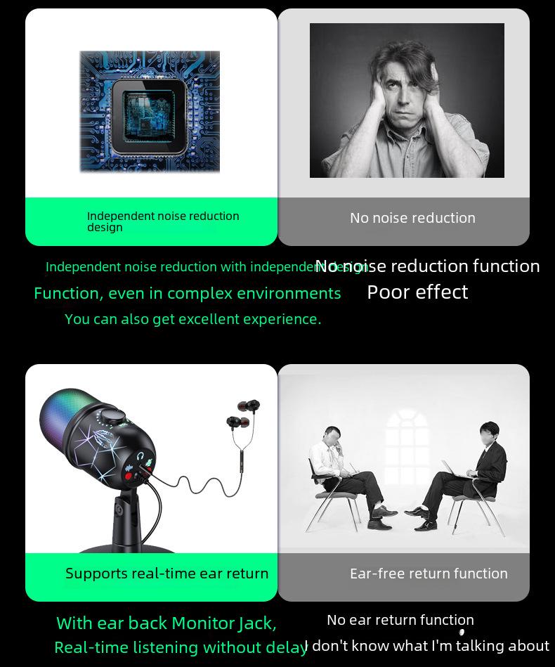 V5 RGB USB Condenser Microphone - Noise Reduction for PC, Mobile, Live Karaoke, and Gaming.