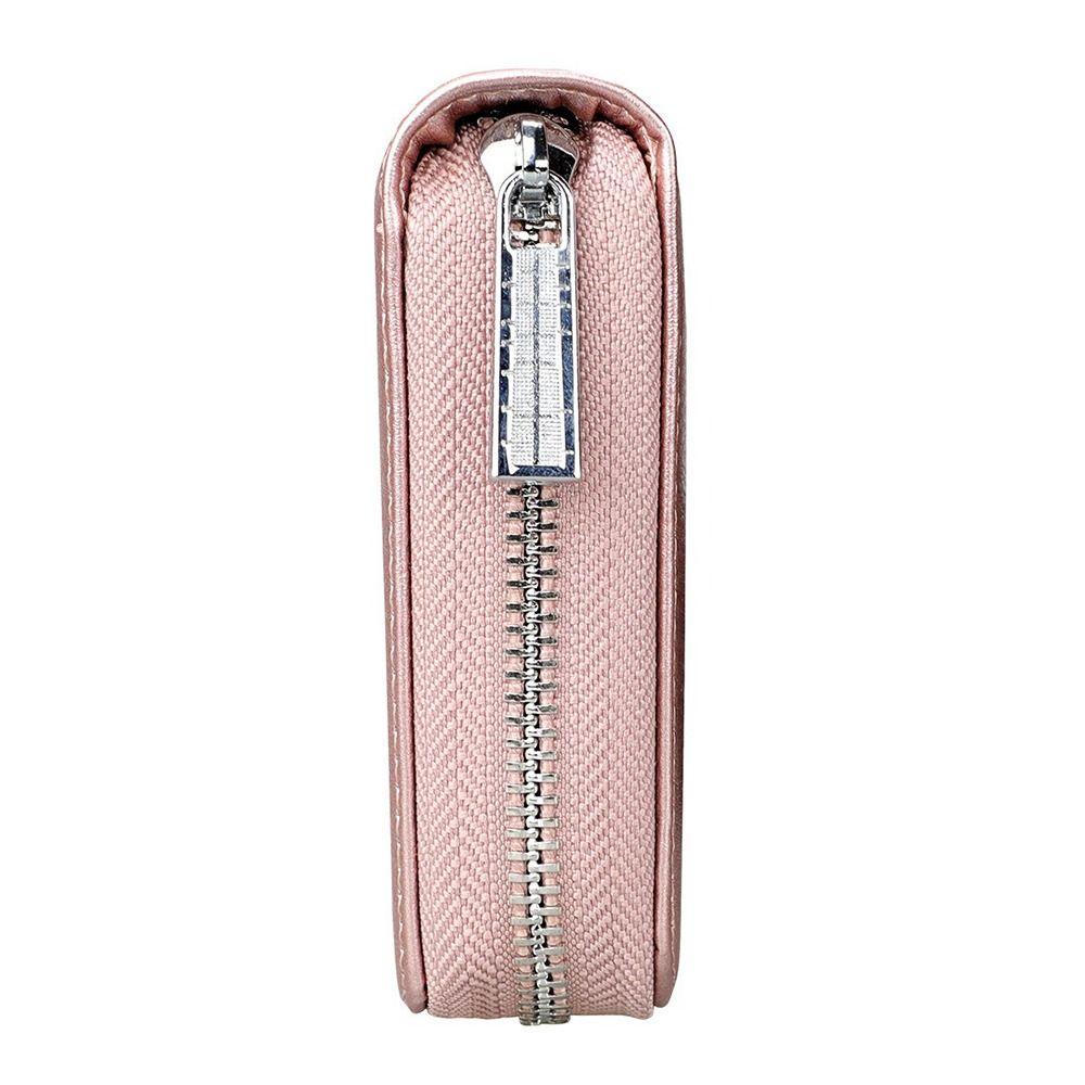 Large Capacity Genuine Leather Wallet Multiple Slots Multi-Card Credit Card Holder Zippered Accordion Design Card Storage Bag